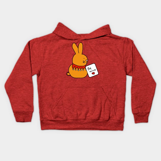 Cute Bunny Rabbit says Be Mine on Valentines Day Kids Hoodie by ellenhenryart